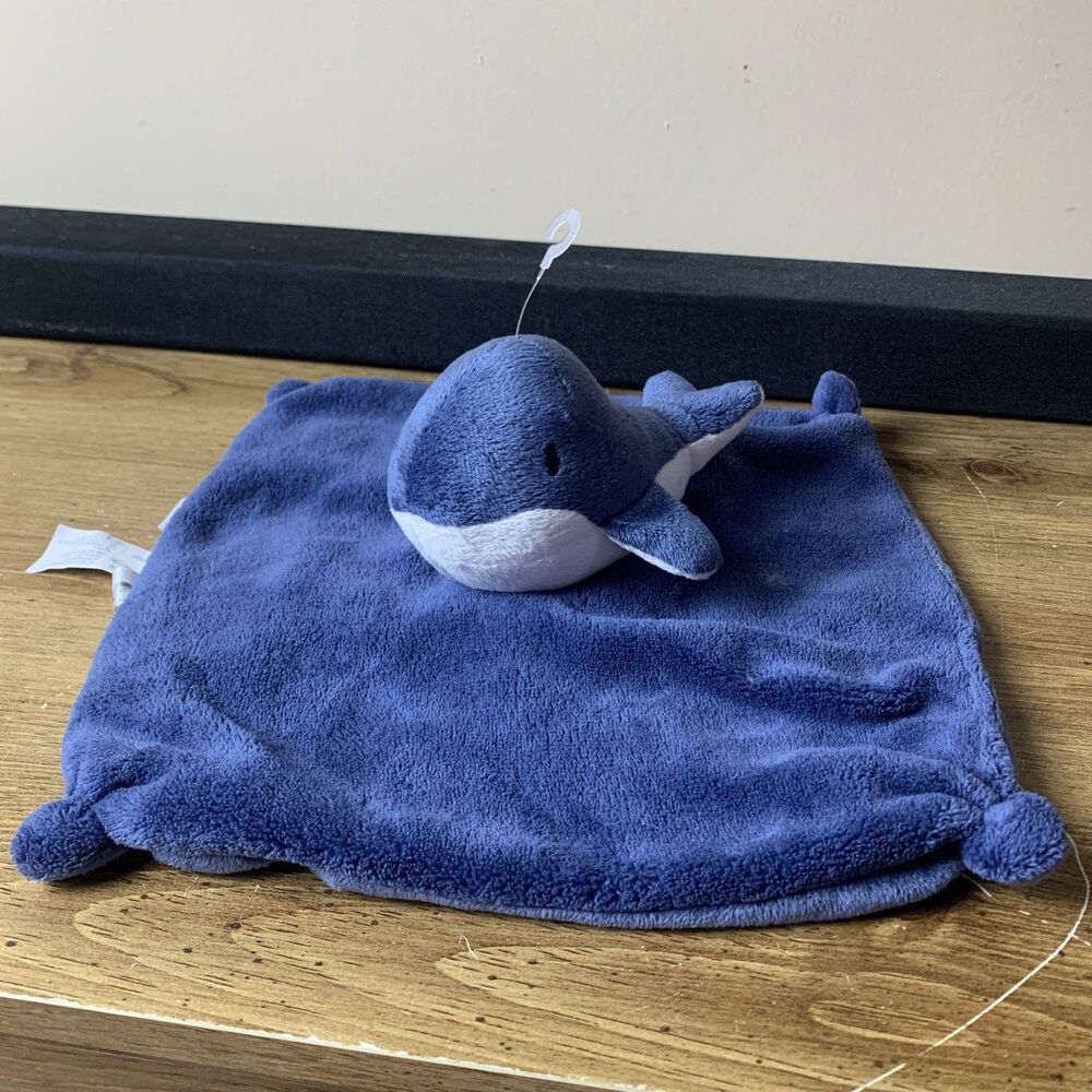 Gerber Blue Whale Lovey Security Blanket Plush 11x11 Baby Nautical
